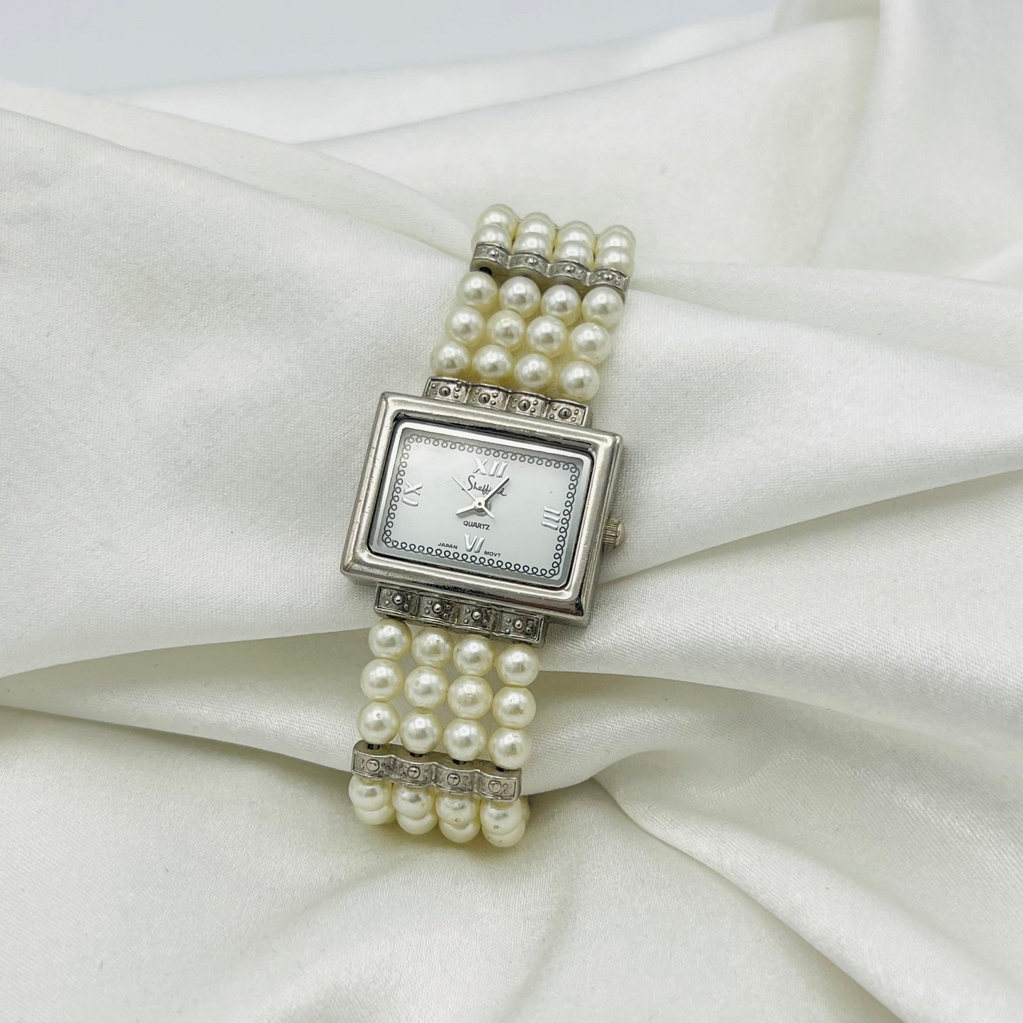 Silver-Toned Pearl Watch