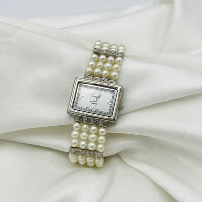 Silver-Toned Pearl Watch