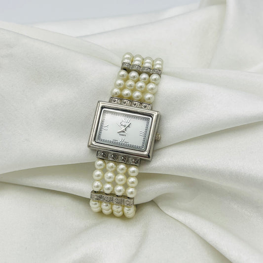 Silver-Toned Pearl Watch