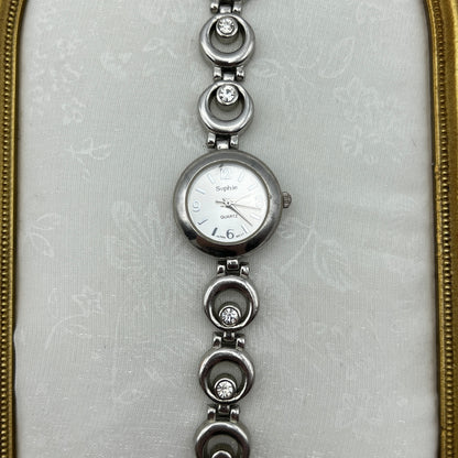 Silver-Tone Diamanté Watch