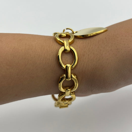 Gold-Toned Watch with Heart Charm