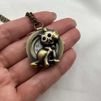 Cat Peek-a-boo Necklace Watch
