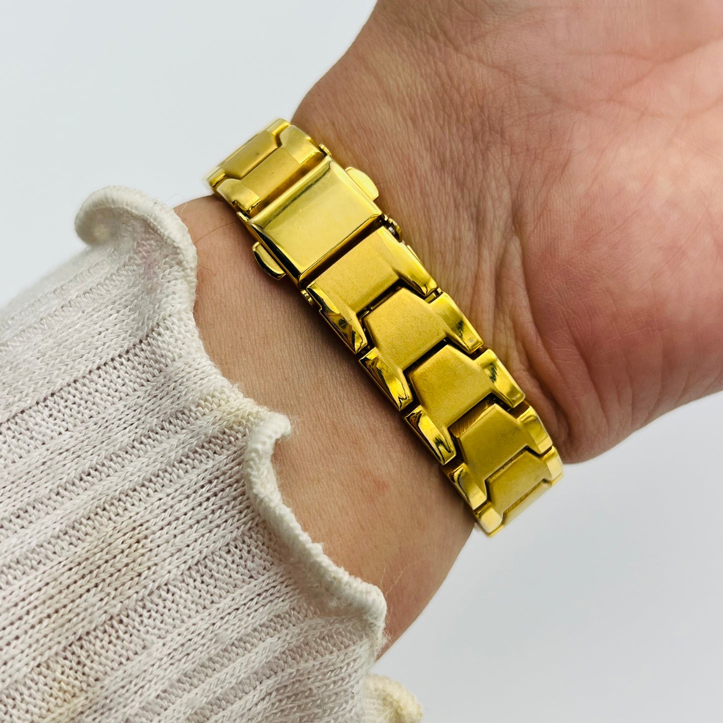 Gold-Toned Watch with Blue Dial