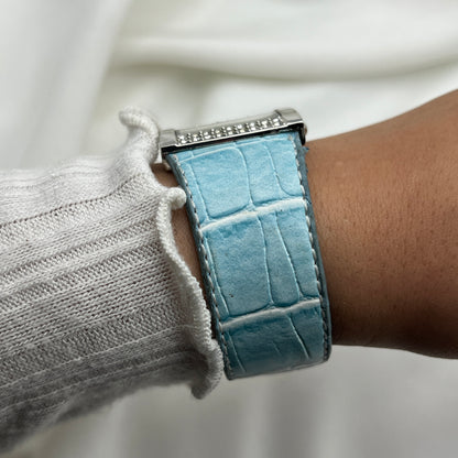 Baby Blue Leather Diamanté Watch