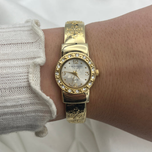 Diamanté Gold-Toned Snowflake Watch