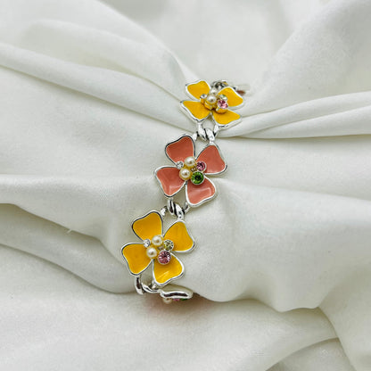 Yellow & Pink Flower Bracelet