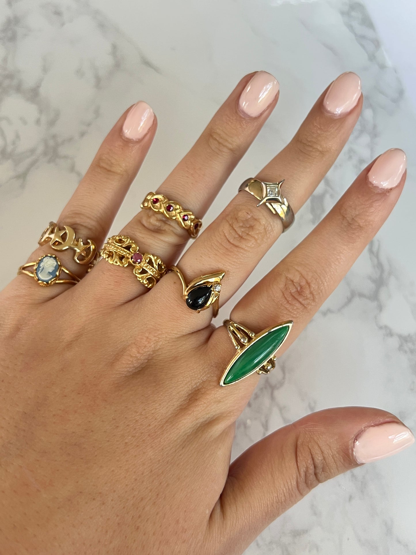 Crescent Moon & Star Ring