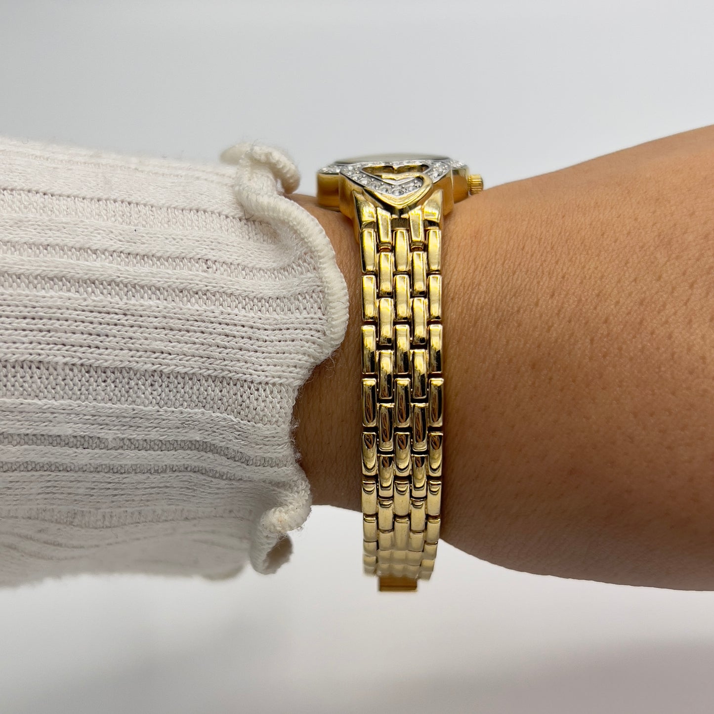 Gold-Toned Watch with Heart Diamanté