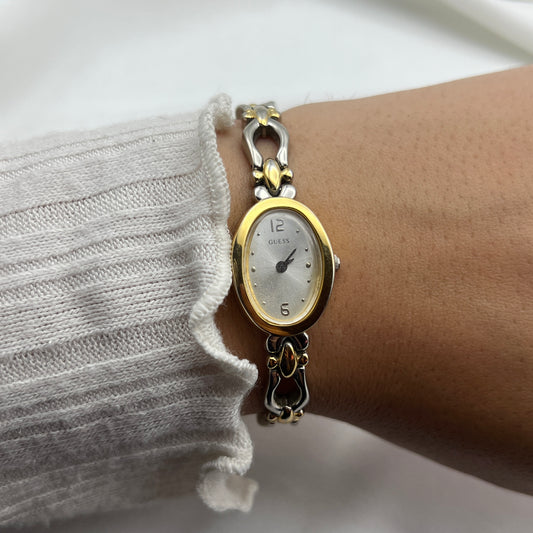 Petite Guess Oval Two-Tone Watch