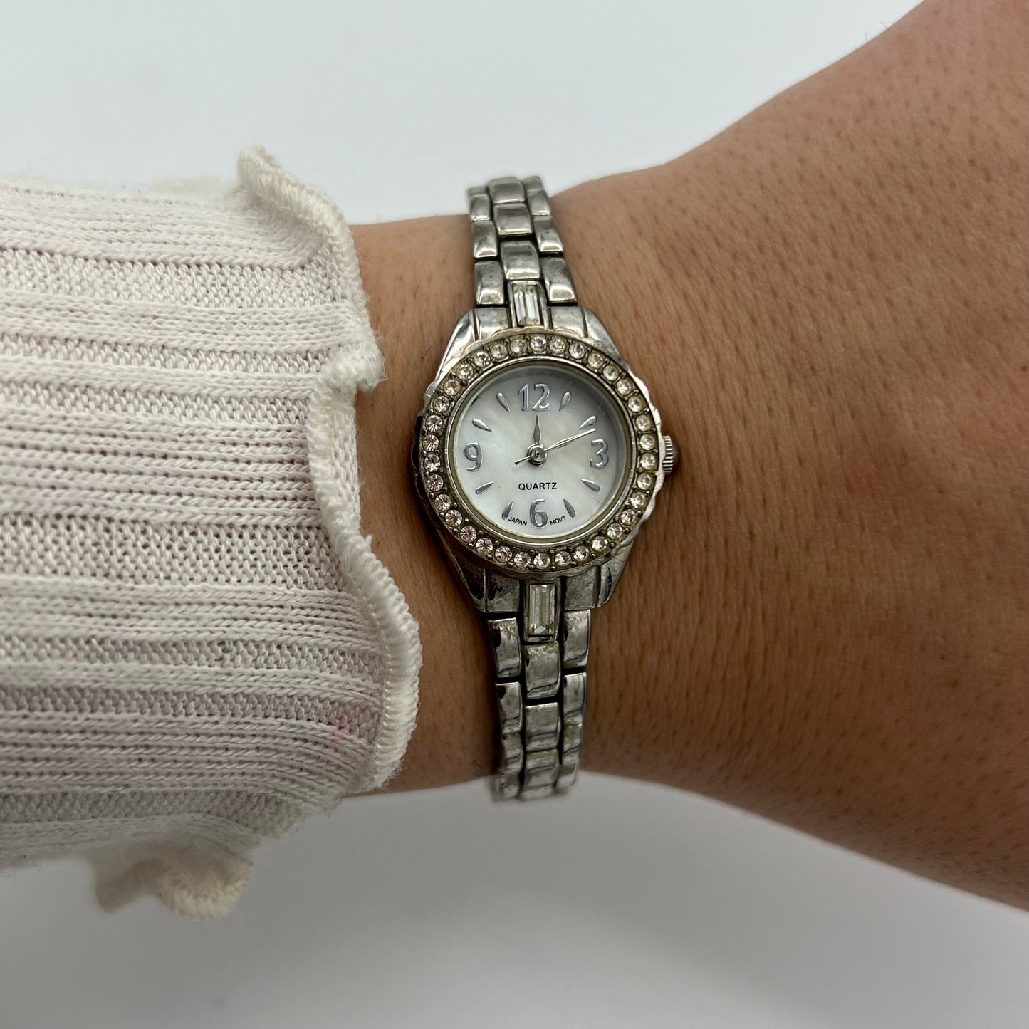 Dainty Diamanté Silver-Toned Watch