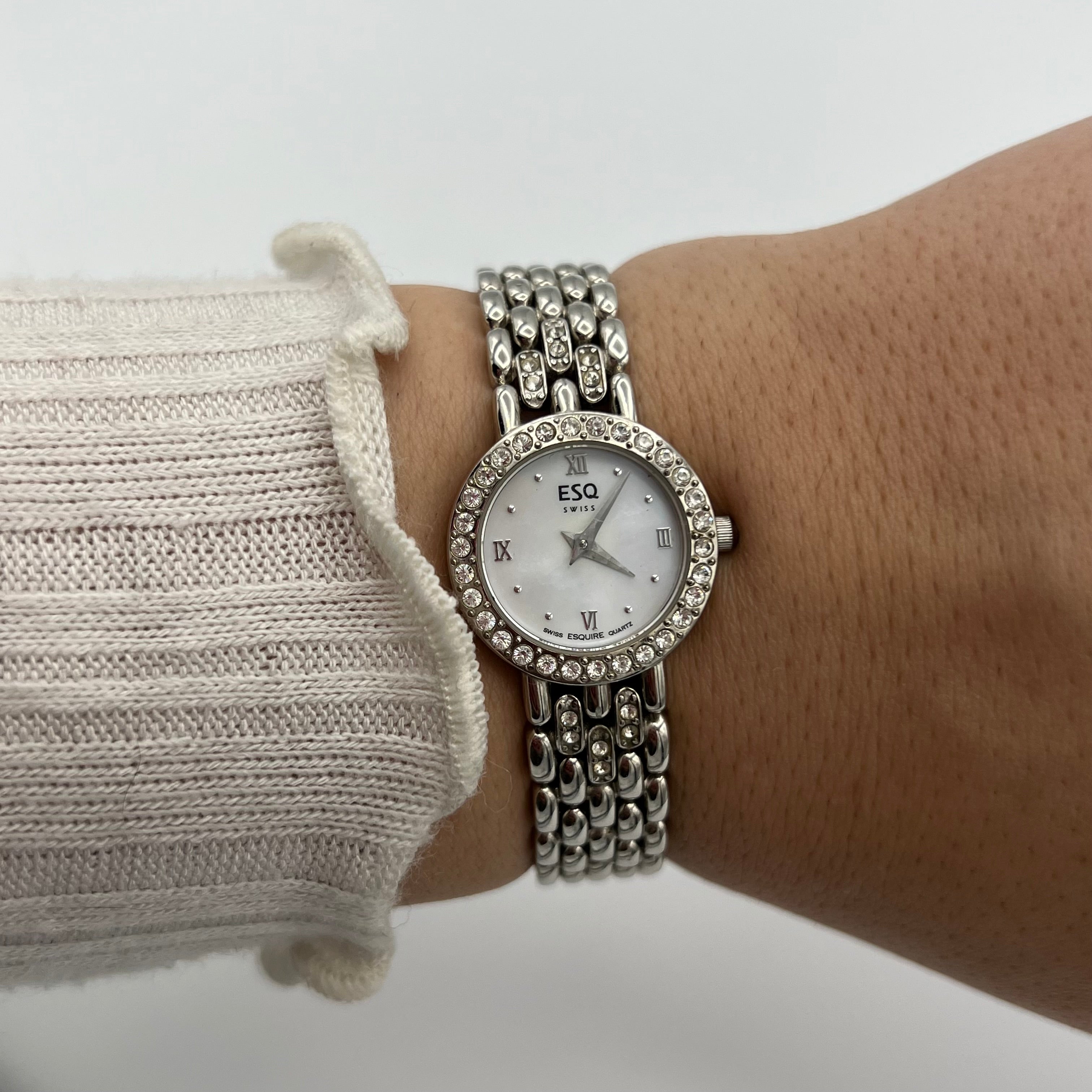 🩶 ESQ Silver-Toned Diamanté Watch