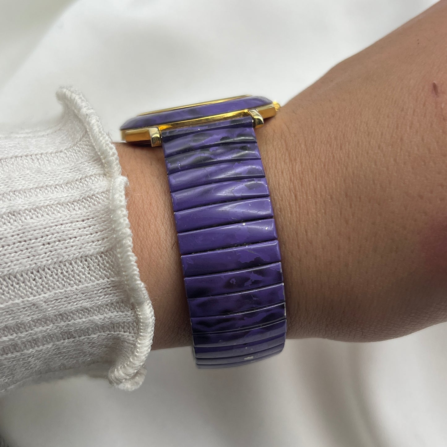 Purple Marbled Gold-Tone Watch
