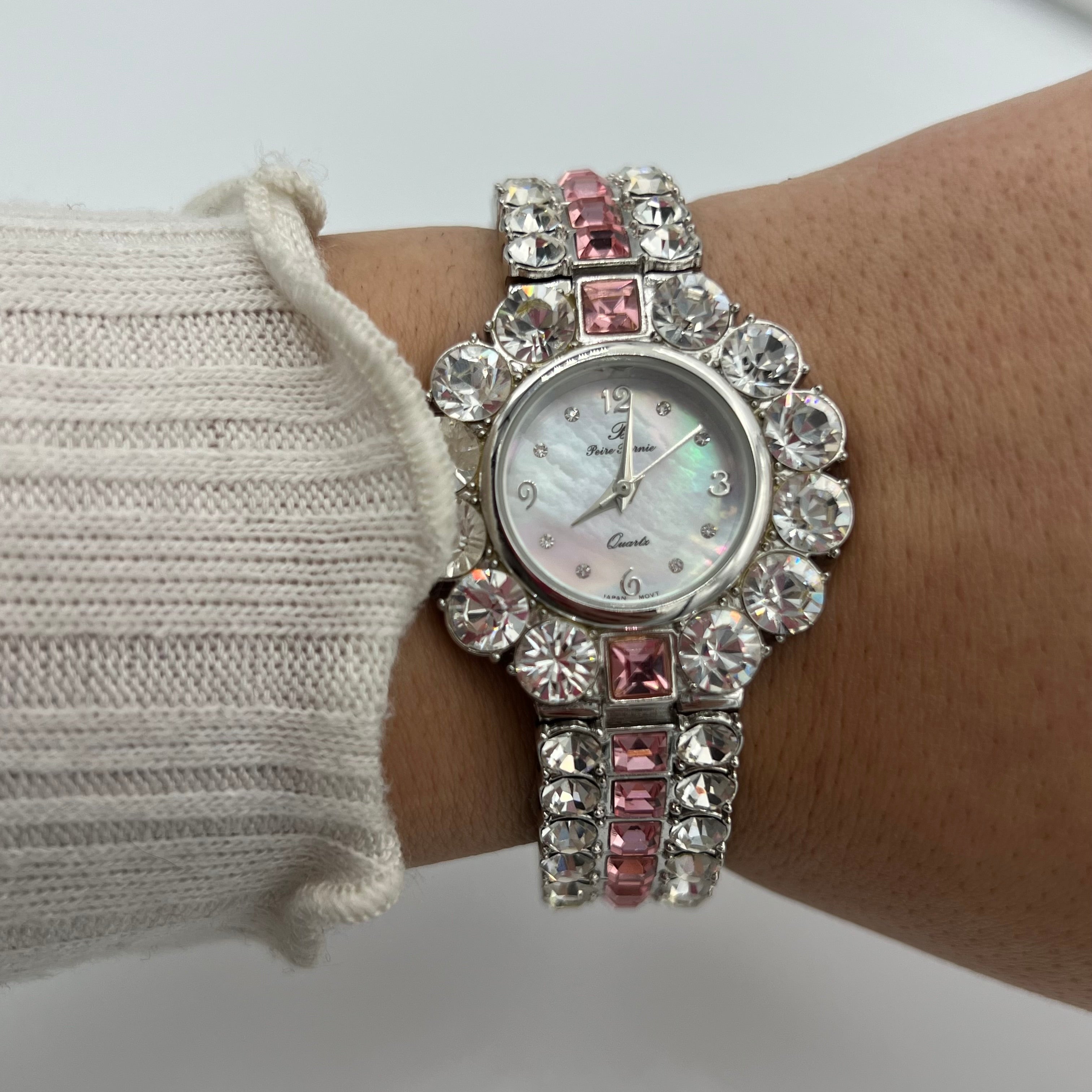 💎💓 Pink Diamanté Watch with Mother of Pearl Dial