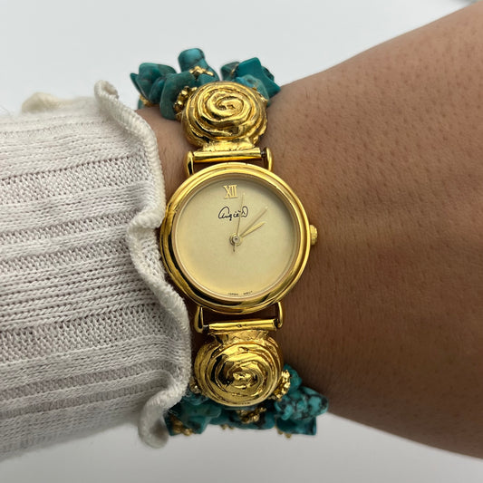 Gold-Toned Turquoise Stone Watch
