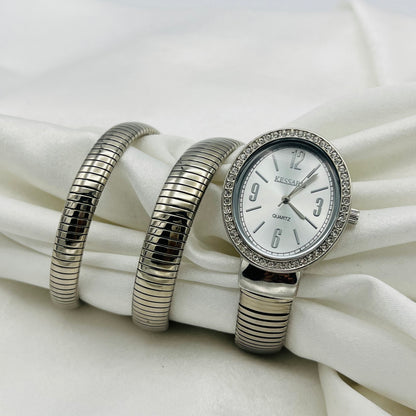 Silver-Toned Wrap Watch Similar to the Bvlgari Serpenti Watch Price: ~$7,000