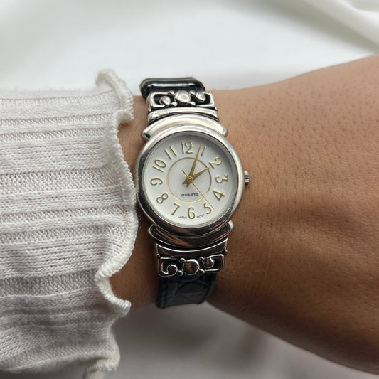 Brown & Black Reversible Strap Watch
