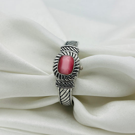 Pink Gemstone Peek-a-Boo Watch