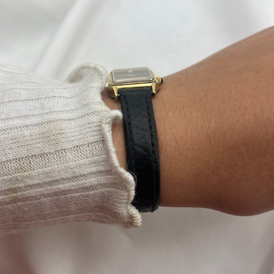 Dainty Black Leather Pulsar Watch