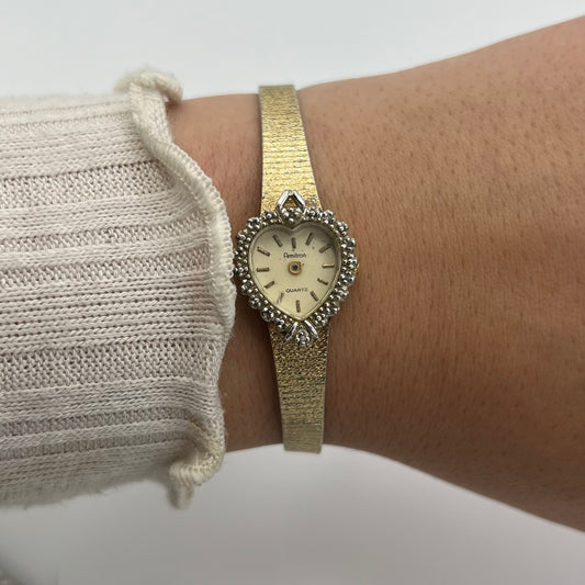 Diamanté Heart Dial Watch