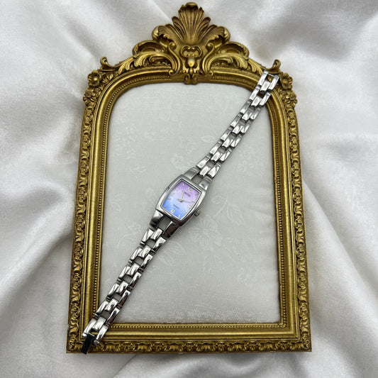 Silver-Toned Watch with Pastel Dial