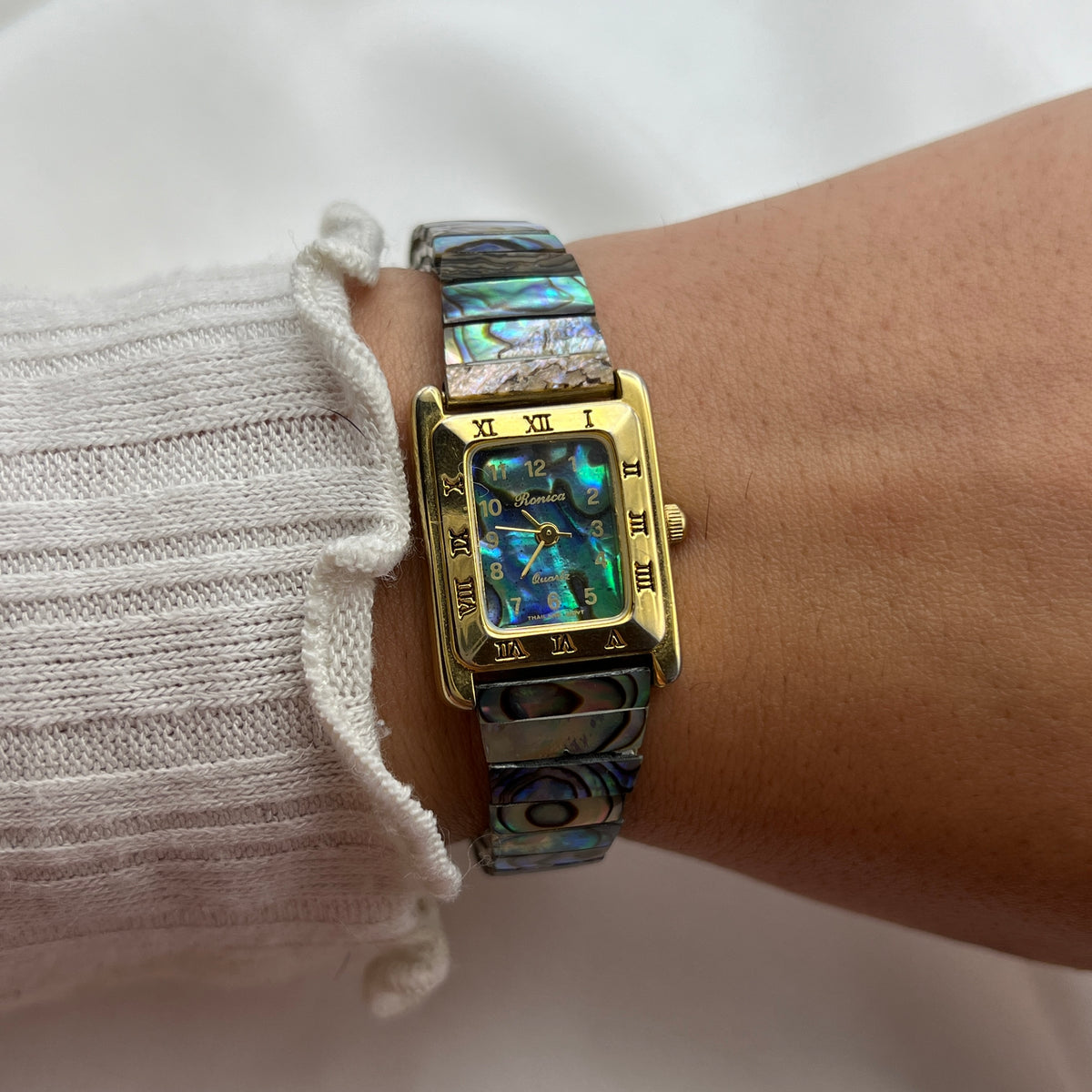 Gold-Tone Abalone Watch