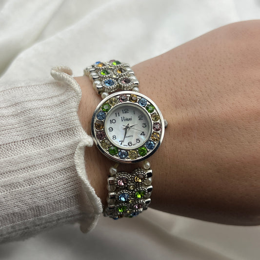 Pearls & Multi-Colored Gemstone Watch