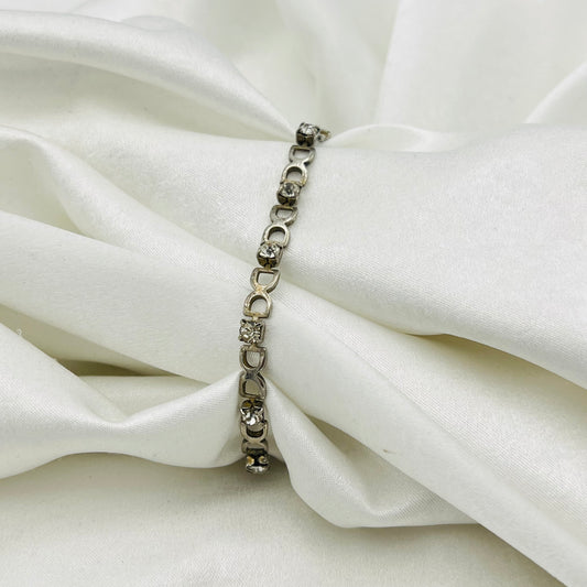Silver-Toned Diamanté Bracelet