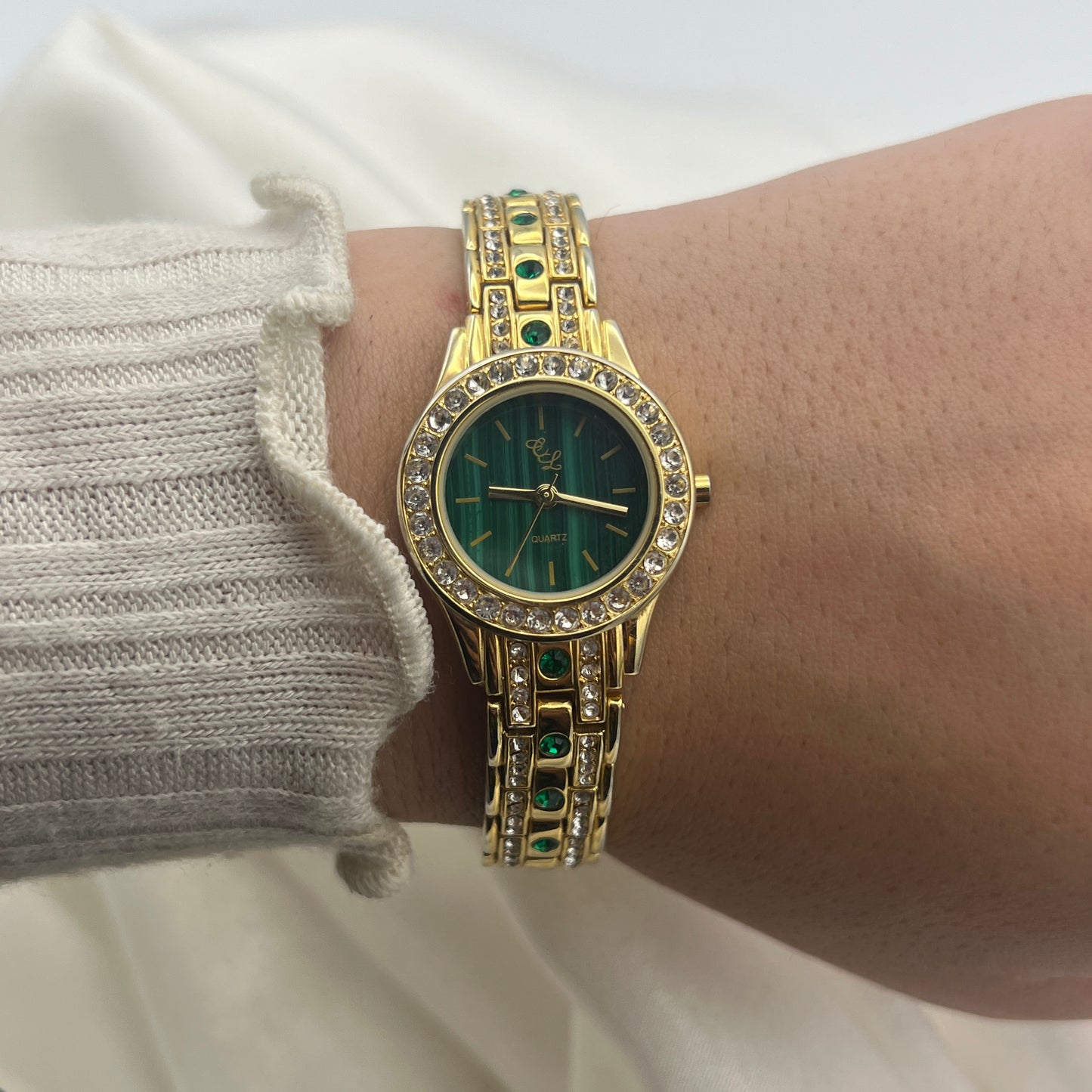 Forest Green Dial & Diamanté Watch