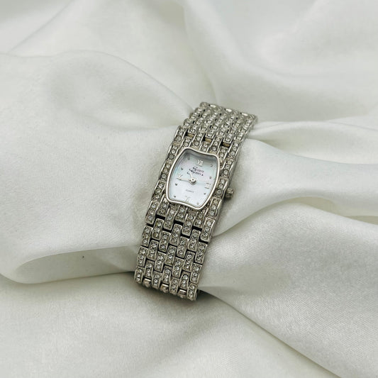 Silver-Toned Diamanté Watch
