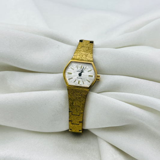 Beautiful Textured Jules Jurgensen Gold Tone Watch