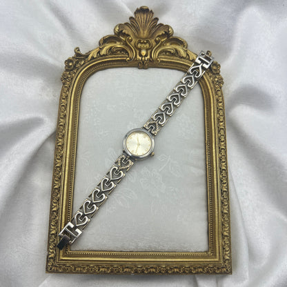 Gold Tone Heart Strap Watch