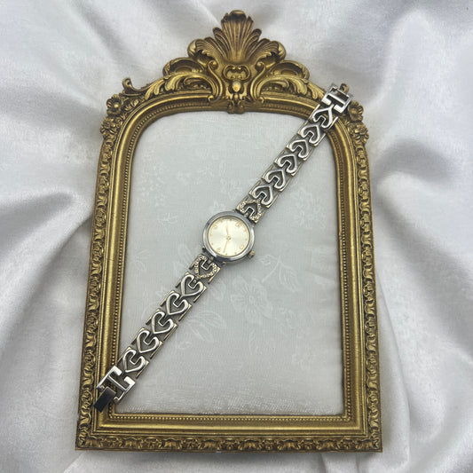 Gold Tone Heart Strap Watch