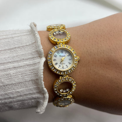 Diamanté Circle Gold-Tone Watch