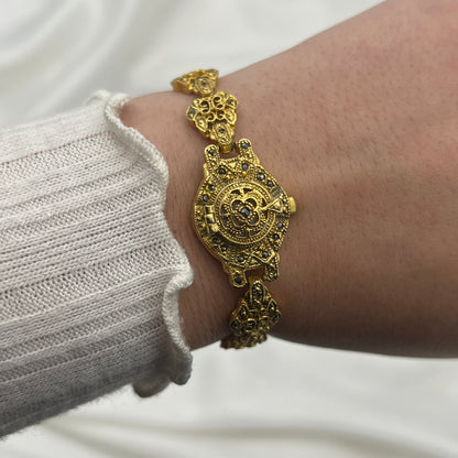 Elegant Art Deco Gold Tone Peek a Boo Watch
