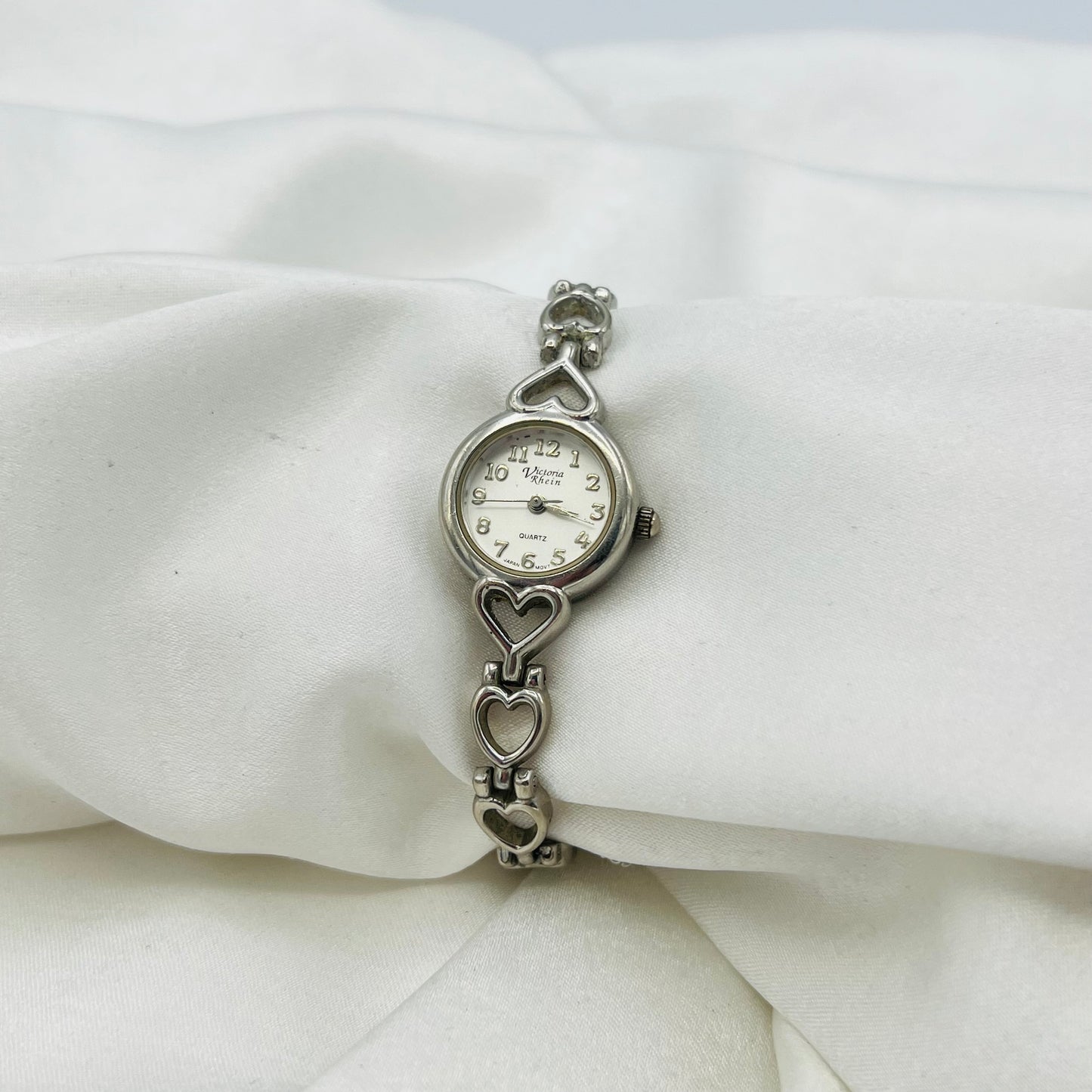 Silver-Toned Heart Strap Watch