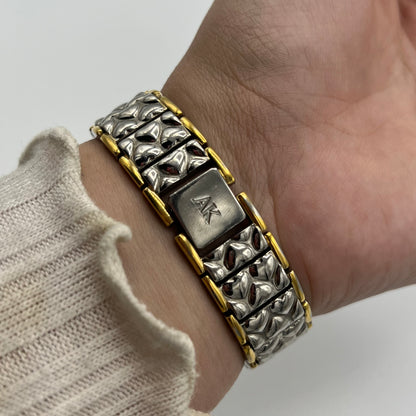 Anne Klein Two-Toned Embossed Heart Watch