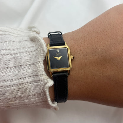 Dainty Black Leather Pulsar Watch