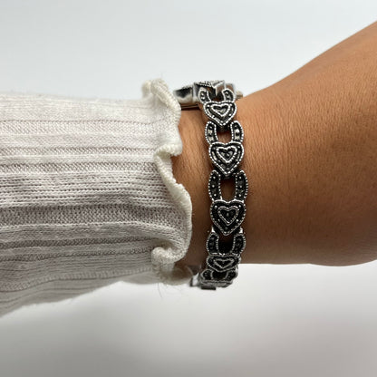 🩶 Silver-Toned Heart Art Deco Watch