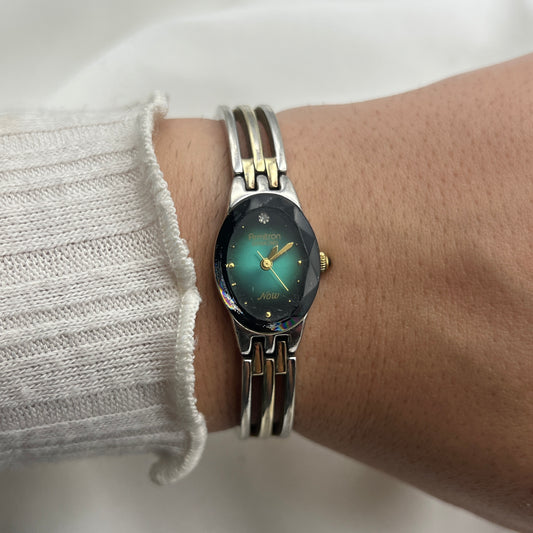 Two-Tone Emerald Carved Dial Watch