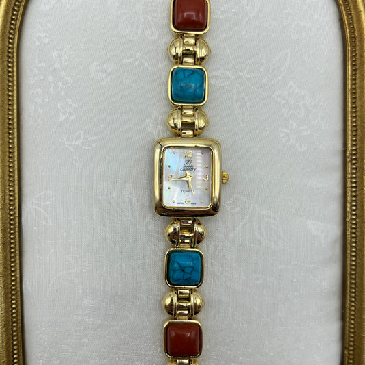 Multi-Stone Watch with Mother of Pearl Dial