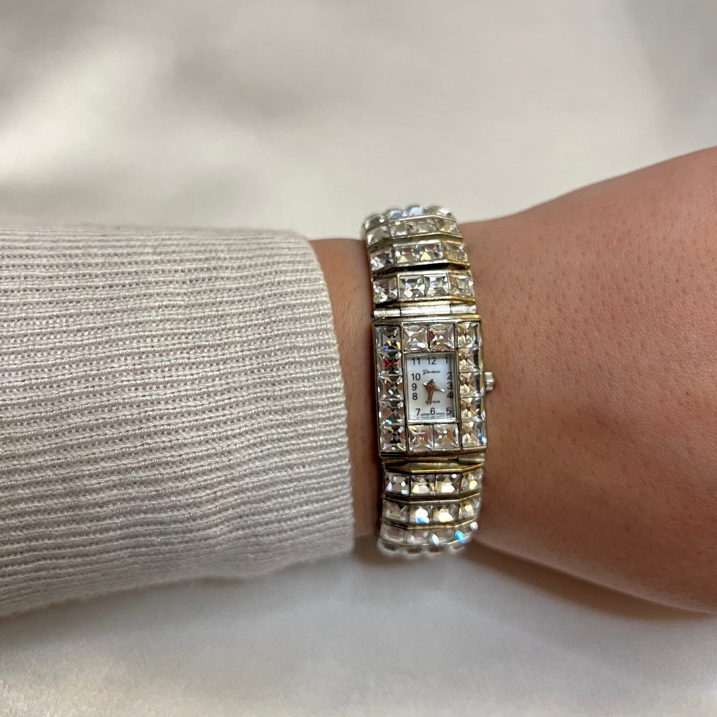 Iced Out Silver Diamanté Watch