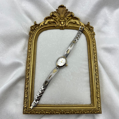 Carved Detailed Two-Tone Watch