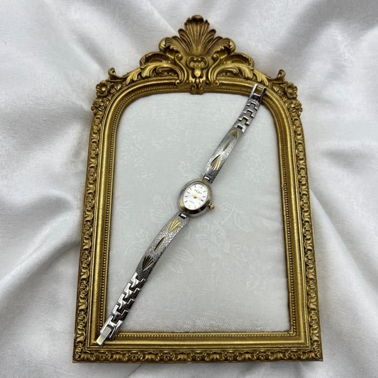 Carved Detailed Two-Tone Watch