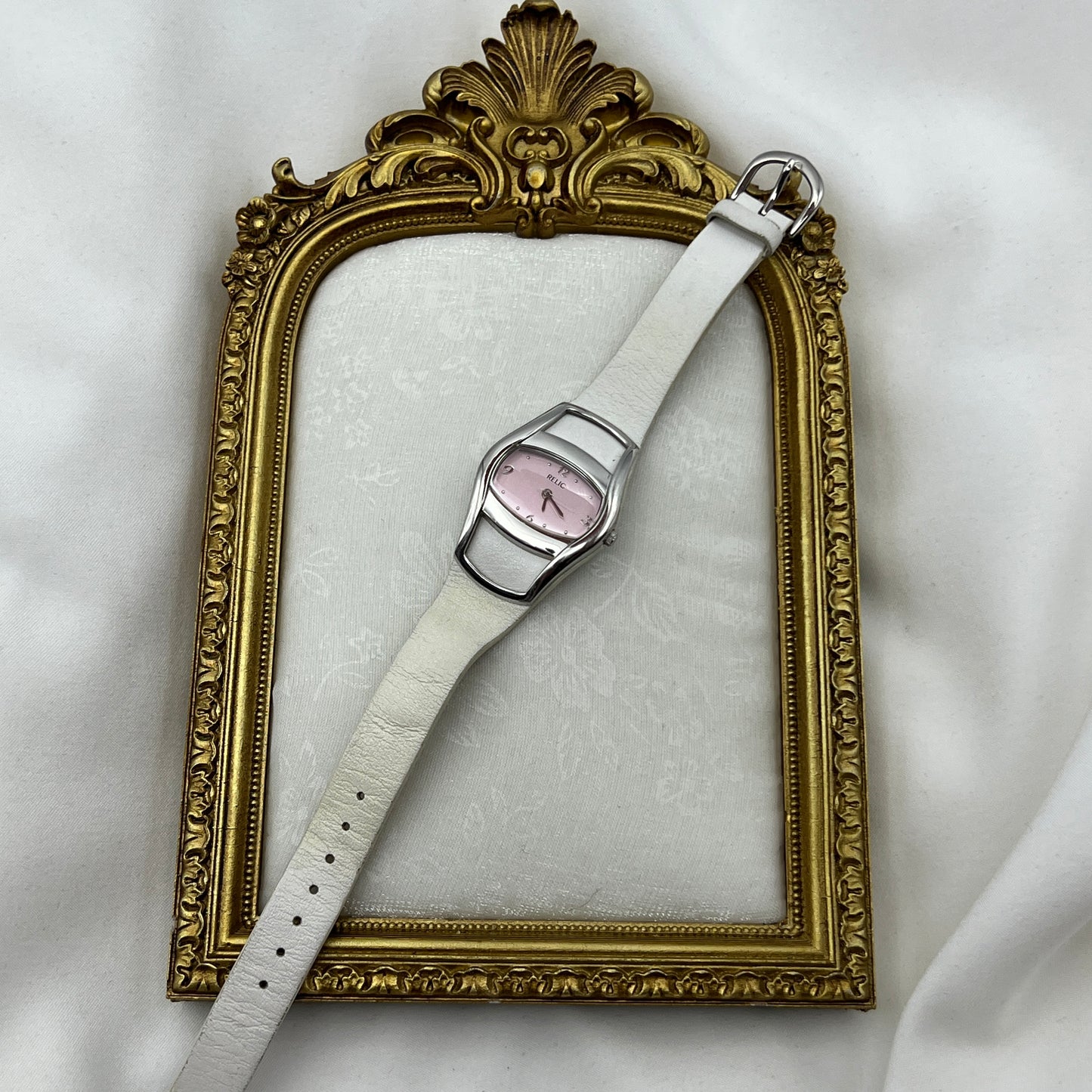 Retro Pink Dial Leather Watch