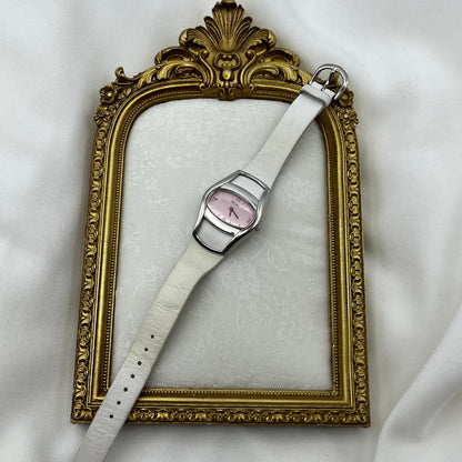 Retro Pink Dial Leather Watch