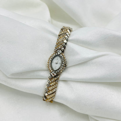 Two-Toned Watch with Diamanté Strap