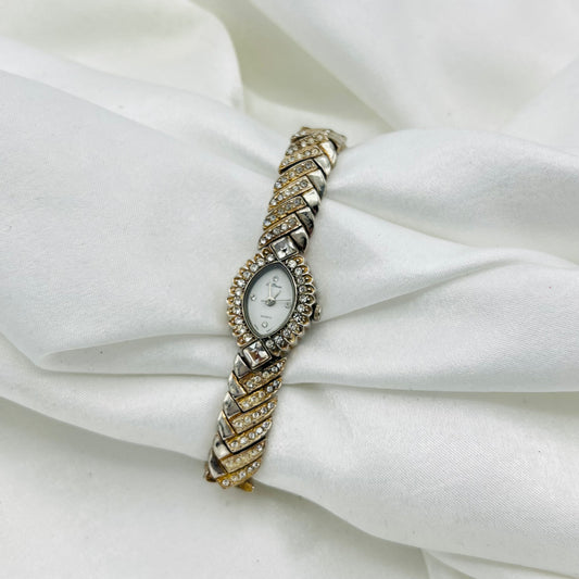 Two-Toned Watch with Diamanté Strap