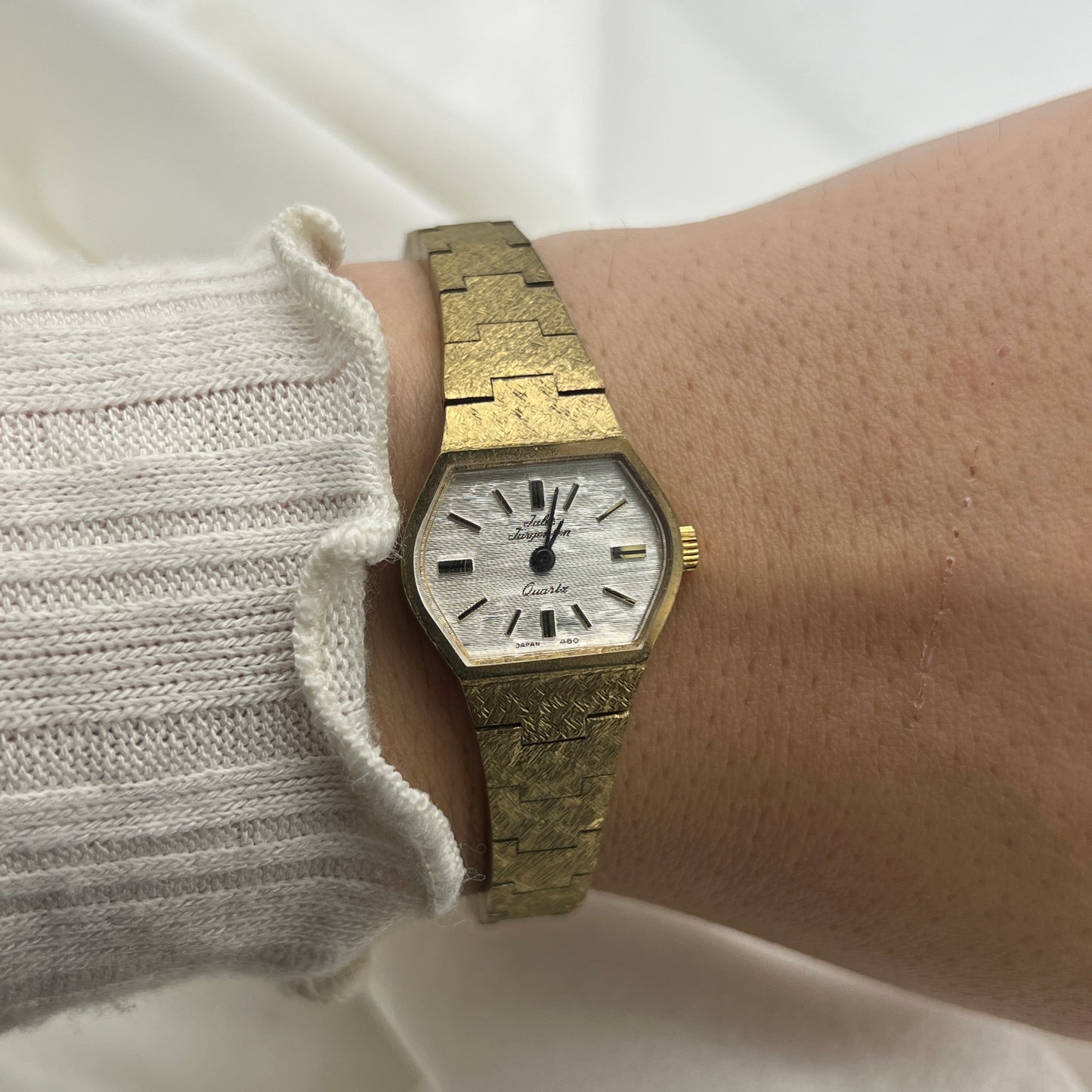 Beautiful Textured Jules Jurgensen Gold Tone Watch
