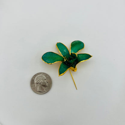 Green Orchid Pin
