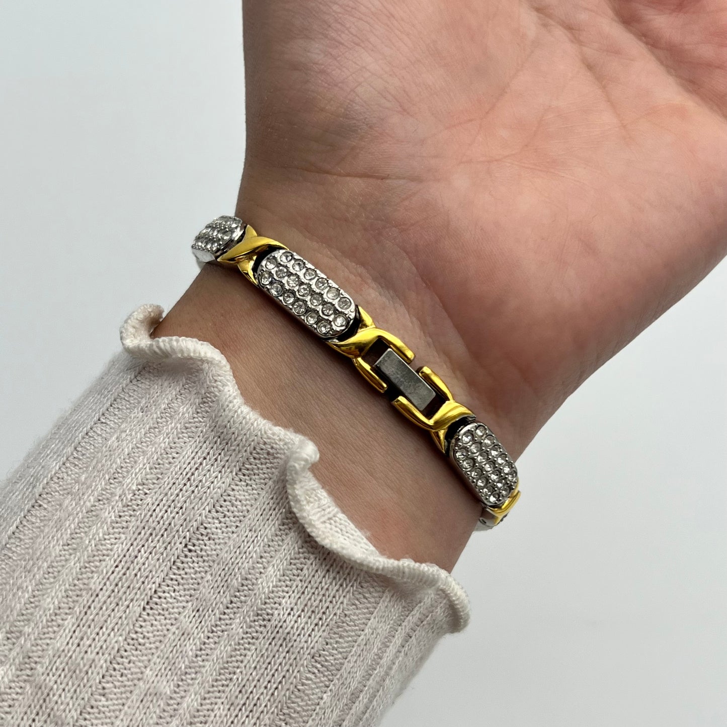 Two-Toned Watch with Diamanté Strap